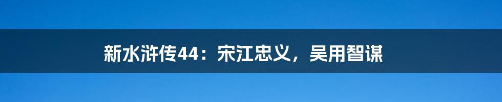 新水浒传44:宋江忠义,吴用智谋