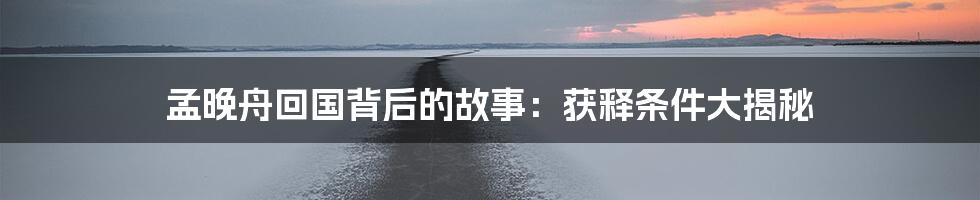 孟晚舟回国背后的故事:获释条件大揭秘