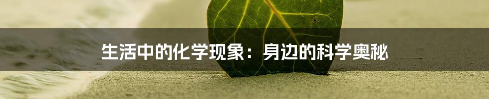 生活中的化学现象：身边的科学奥秘