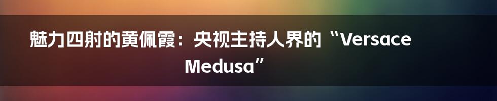 魅力四射的黄佩霞:央视主持人界的“Versace Medusa”