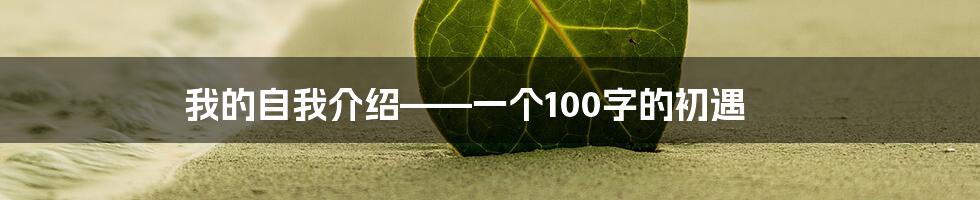 我的自我介绍——一个100字的初遇