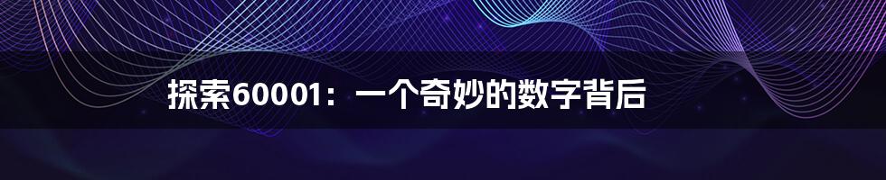 探索60001:一个奇妙的数字背后