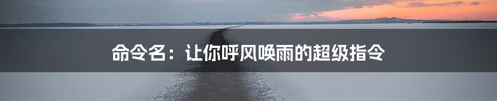 命令名:让你呼风唤雨的超级指令