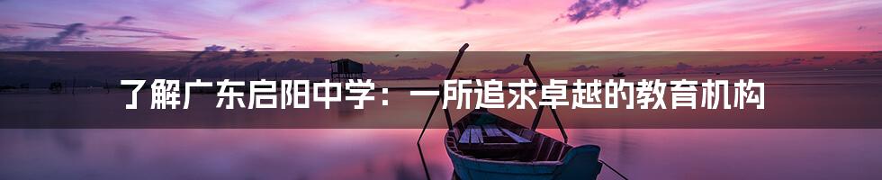 了解广东启阳中学:一所追求卓越的教育机构