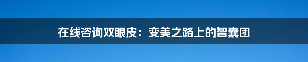 在线咨询双眼皮:变美之路上的智囊团