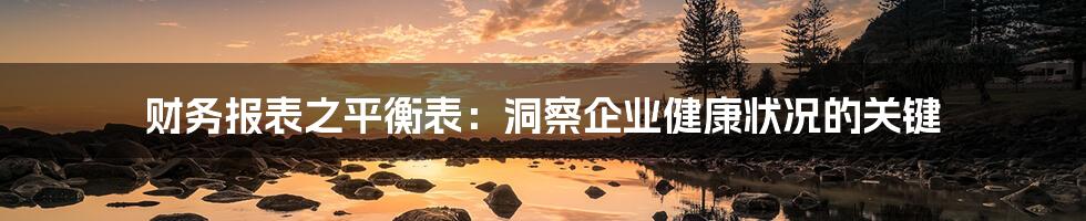 财务报表之平衡表:洞察企业健康状况的关键