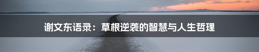谢文东语录:草根逆袭的智慧与人生哲理
