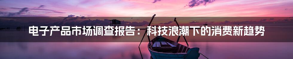 电子产品市场调查报告:科技浪潮下的消费新趋势