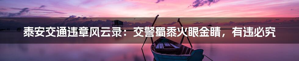 泰安交通违章风云录:交警蜀黍火眼金睛,有违必究