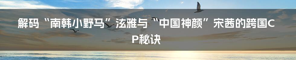 解码“南韩小野马”泫雅与“中国神颜”宋茜的跨国CP秘诀