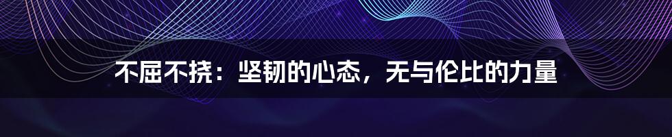 不屈不挠:坚韧的心态,无与伦比的力量
