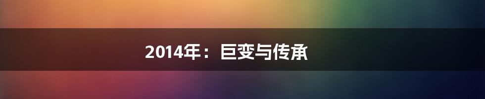 2014年:巨变与传承