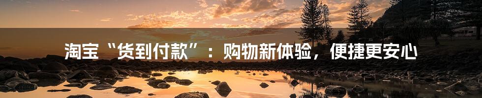 淘宝“货到付款”:购物新体验,便捷更安心
