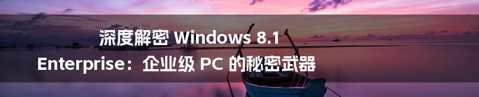 深度解密 Windows 8.1 Enterprise:企业级 PC 的秘密武器