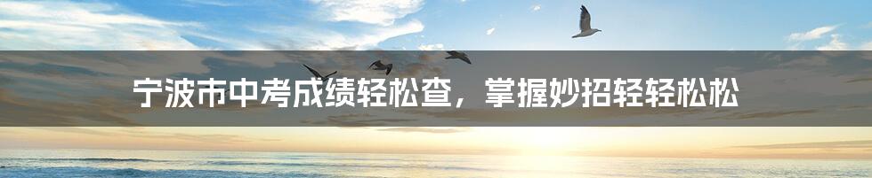 宁波市中考成绩轻松查,掌握妙招轻轻松松