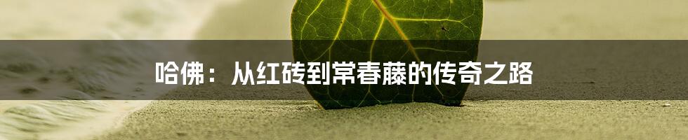 哈佛:从红砖到常春藤的传奇之路