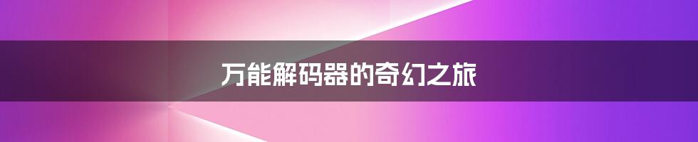 万能解码器的奇幻之旅