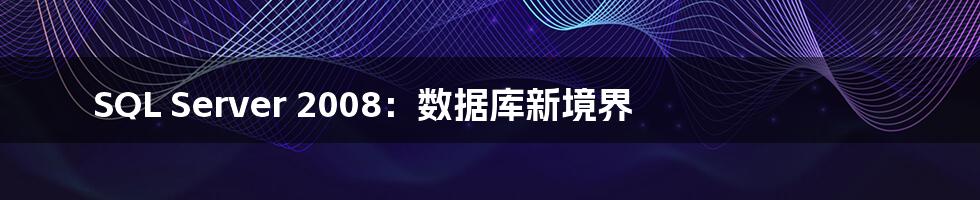 SQL Server 2008：数据库新境界