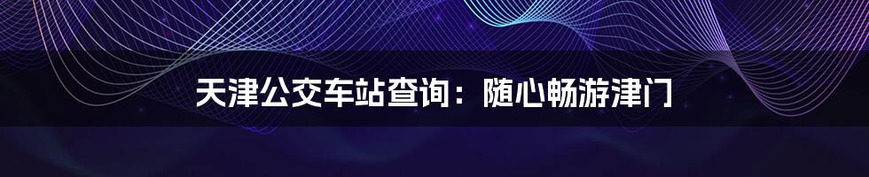 天津公交车站查询:随心畅游津门