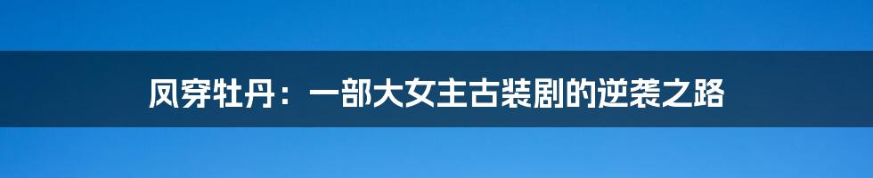 凤穿牡丹:一部大女主古装剧的逆袭之路