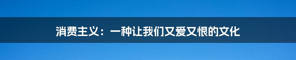消费主义:一种让我们又爱又恨的文化