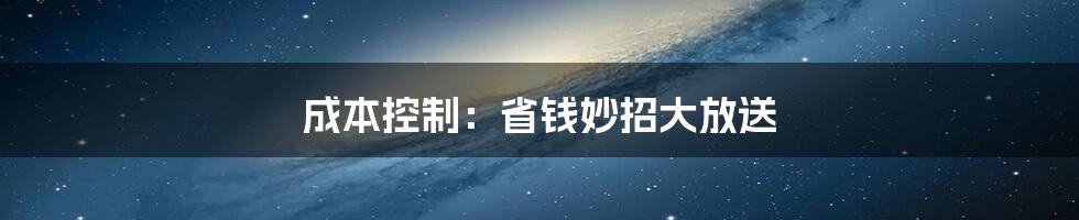 成本控制：省钱妙招大放送