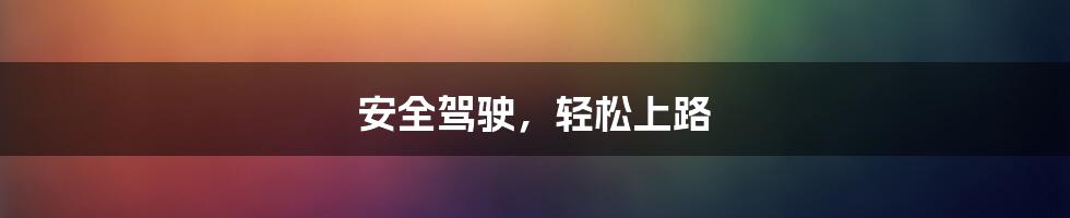 安全驾驶,轻松上路