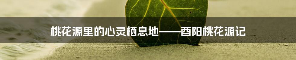 桃花源里的心灵栖息地——酉阳桃花源记