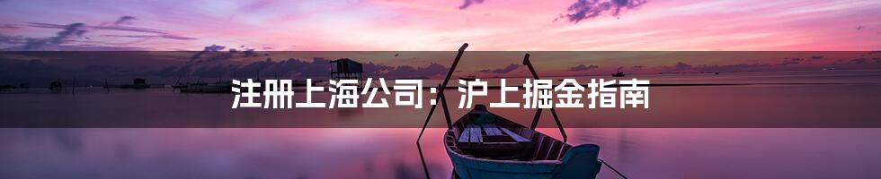 注册上海公司：沪上掘金指南