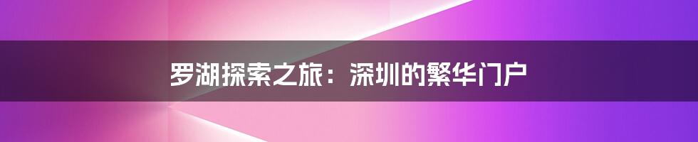 罗湖探索之旅：深圳的繁华门户