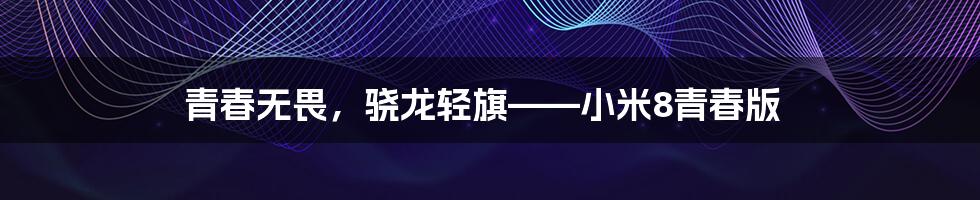 青春无畏,骁龙轻旗——小米8青春版