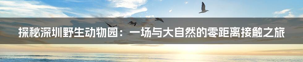探秘深圳野生动物园:一场与大自然的零距离接触之旅