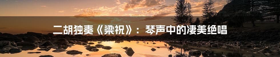 二胡独奏《梁祝》:琴声中的凄美绝唱