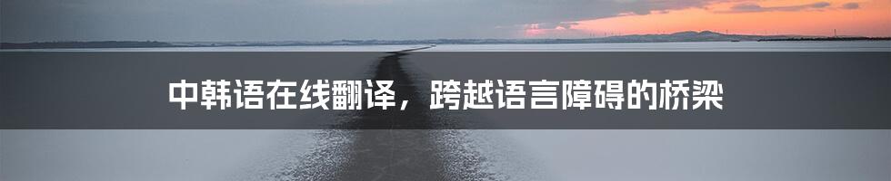 中韩语在线翻译,跨越语言障碍的桥梁