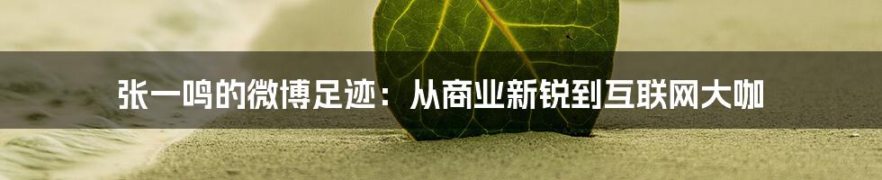 张一鸣的微博足迹：从商业新锐到互联网大咖
