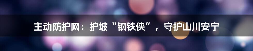 主动防护网:护坡“钢铁侠”,守护山川安宁