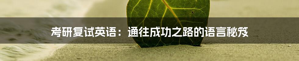 考研复试英语:通往成功之路的语言秘笈