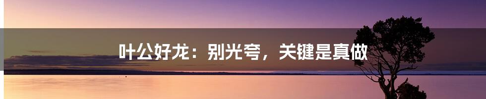 叶公好龙:别光夸,关键是真做