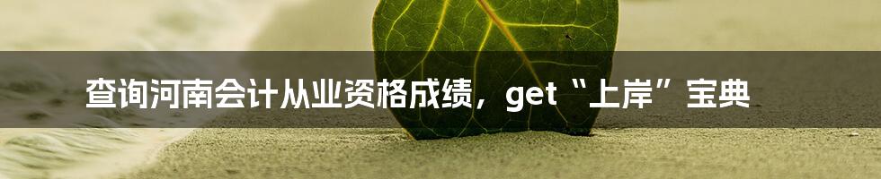 查询河南会计从业资格成绩，get“上岸”宝典