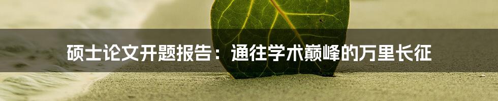 硕士论文开题报告：通往学术巅峰的万里长征