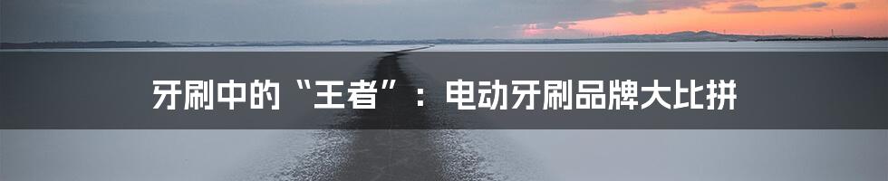 牙刷中的“王者”:电动牙刷品牌大比拼