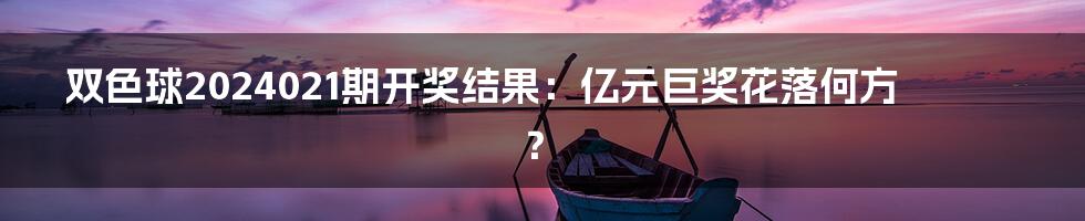 双色球2024021期开奖结果:亿元巨奖花落何方?