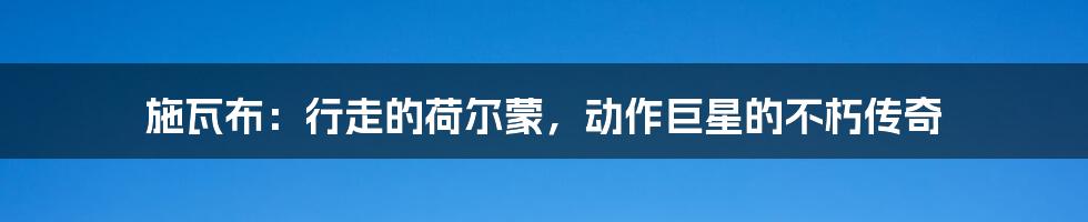 施瓦布:行走的荷尔蒙,动作巨星的不朽传奇