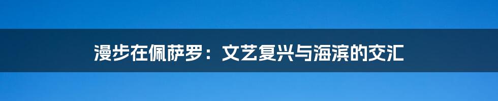 漫步在佩萨罗:文艺复兴与海滨的交汇