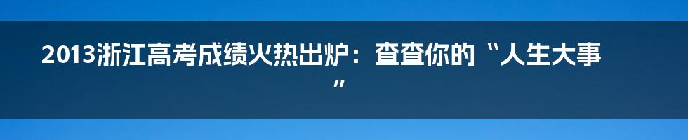 2013浙江高考成绩火热出炉:查查你的“人生大事”