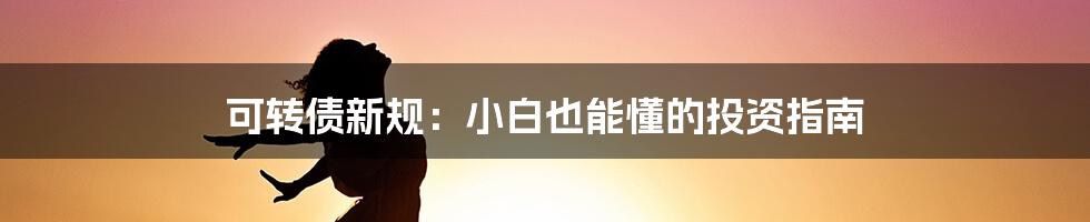 可转债新规：小白也能懂的投资指南