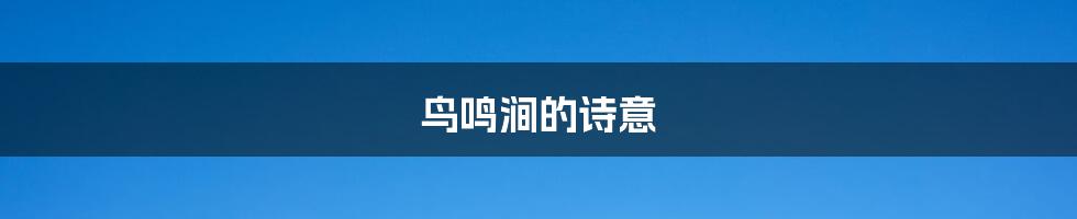 鸟鸣涧的诗意