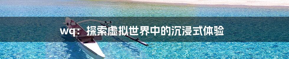 wq：探索虚拟世界中的沉浸式体验