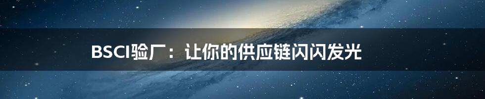 BSCI验厂:让你的供应链闪闪发光
