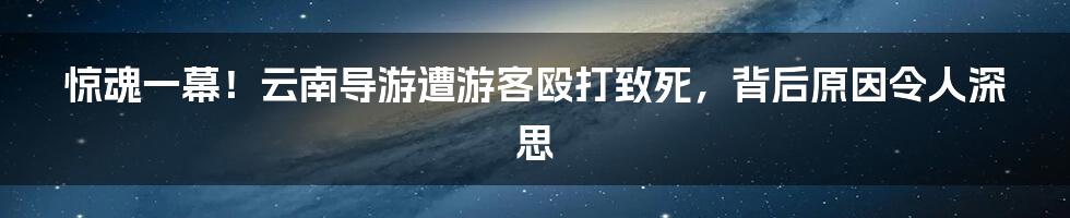 惊魂一幕!云南导游遭游客殴打致死,背后原因令人深思